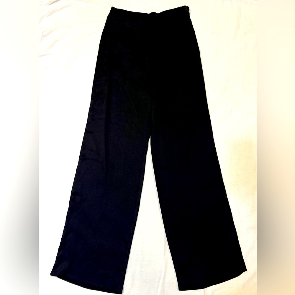 Guess Black Satin Pants, Size 6, Wide Leg, High Rise